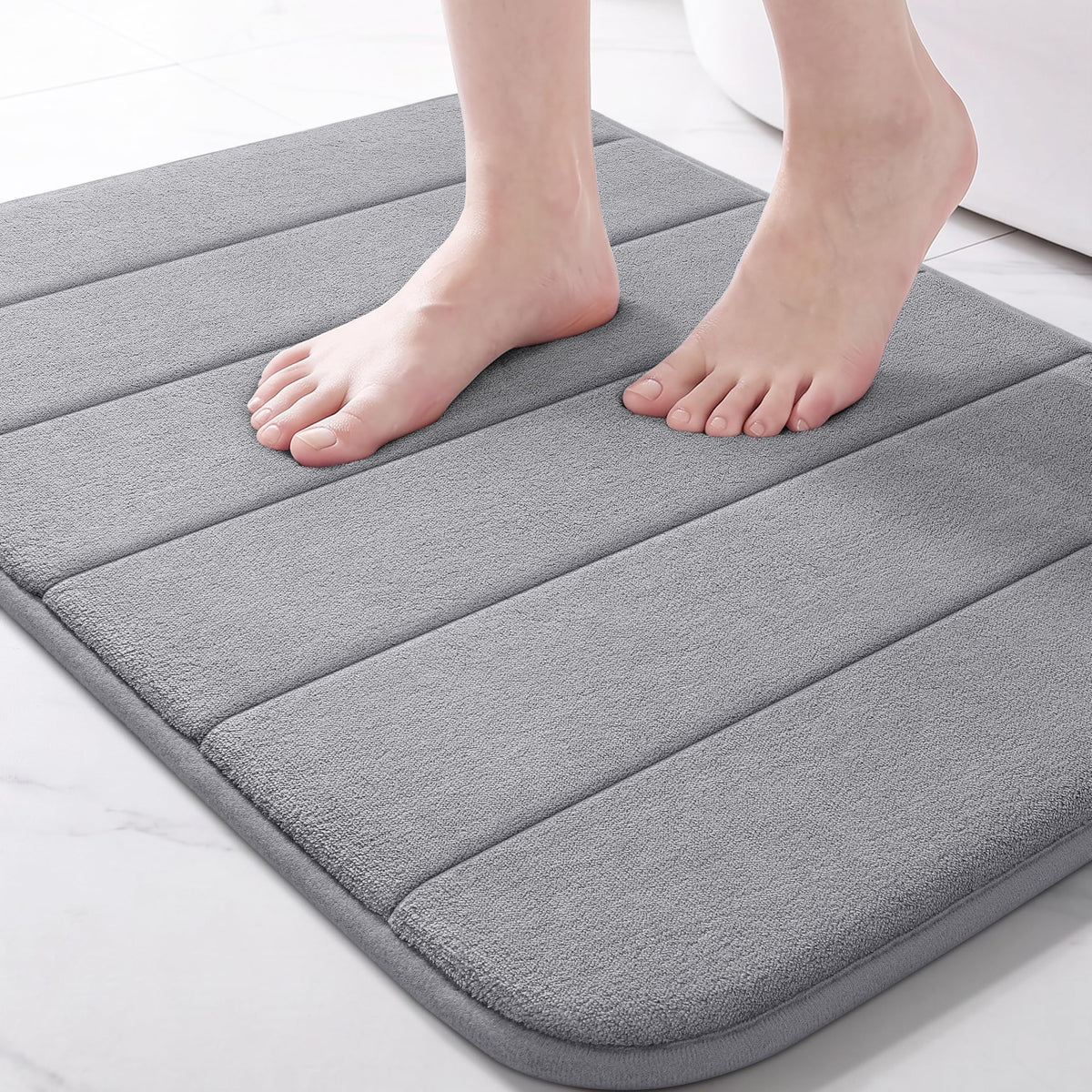 Yimobra Memory Foam Bath Mat, Super Soft & Absorbent Bathroom Rug, Grey