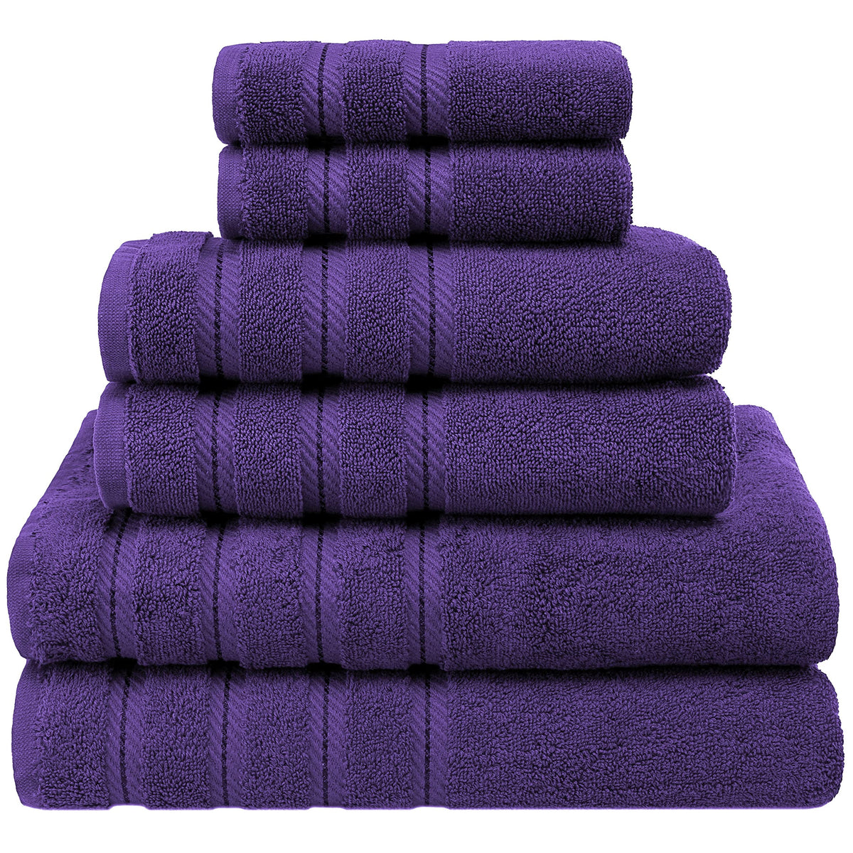 American Soft Linen 100% Carde Cotton 6 Piece Towel Set, 590 GSM Heavy Weight Soft Absorbent Turkish Towels for Bathroom, Dark Brown