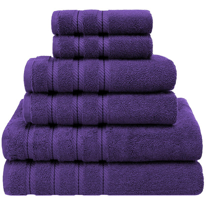 American Soft Linen 100% Carde Cotton 6 Piece Towel Set, 590 GSM Heavy Weight Soft Absorbent Turkish Towels for Bathroom, Dark Brown