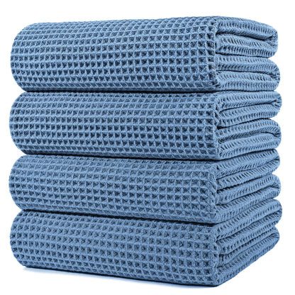 POLYTE 430 GSM Poly Blend Microfiber Quick Dry Waffle Bath Towel, 30x60 in