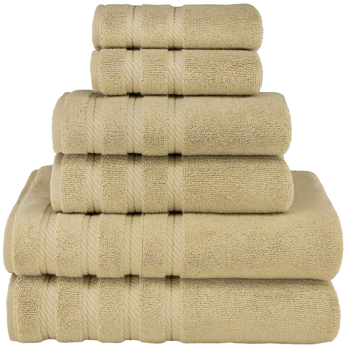 American Soft Linen 100% Carde Cotton 6 Piece Towel Set, 590 GSM Heavy Weight Soft Absorbent Turkish Towels for Bathroom, Dark Brown