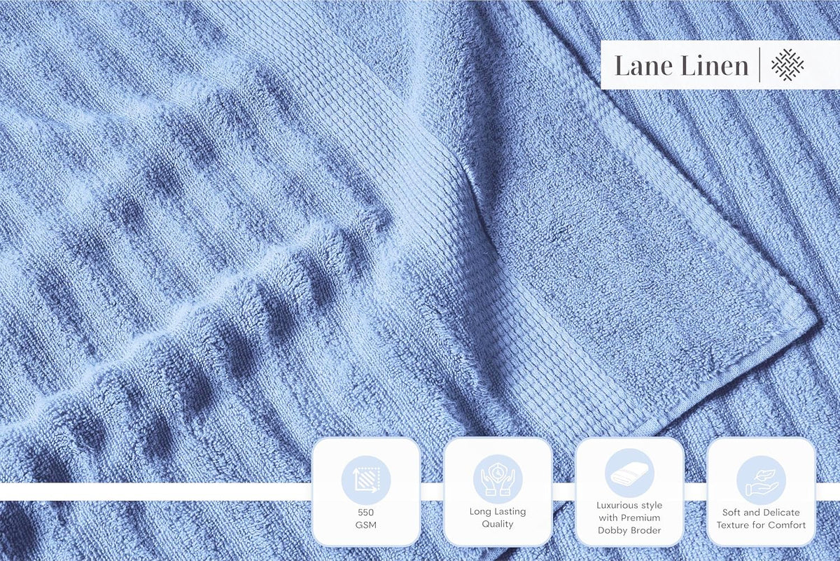 LANE LINEN Towel Set Soft Absorbent Quick Dry 100% Cotton 6 Piece - Allure