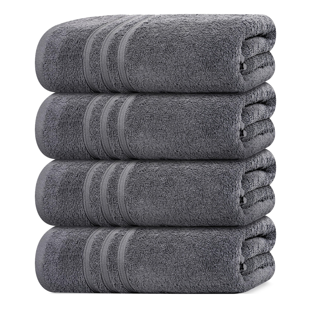 Tens Towels 4 Piece Bath Towels 27x54 Inches, Dark Grey