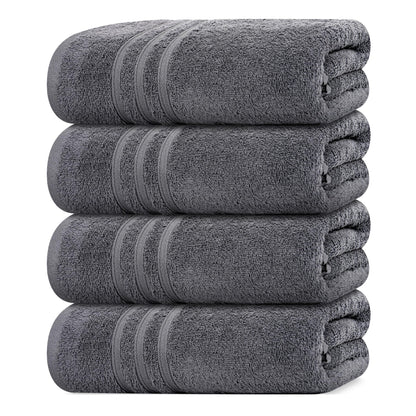 Tens Towels 4 Piece Bath Towels 27x54 Inches, Dark Grey