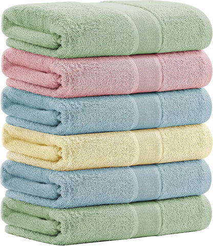 Aibaser Viscose from Bamboo and Cotton Bath Towels Set of 6-27x54 Inch Ultra Soft, Highly Absorbent Large Shower Towels for Bathroom, Spa & Gym
