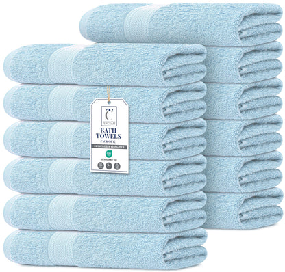 Large Bath Towels Set of 6 – 100% Cotton Terry – 24" x 50" – Quick Dry, Soft & Highly Absorbent – Grey Towels for Bathroom, Gym, Spa, Pool & Daily Use