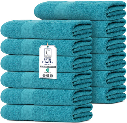 Large Bath Towels Set of 6 – 100% Cotton Terry – 24" x 50" – Quick Dry, Soft & Highly Absorbent – Grey Towels for Bathroom, Gym, Spa, Pool & Daily Use