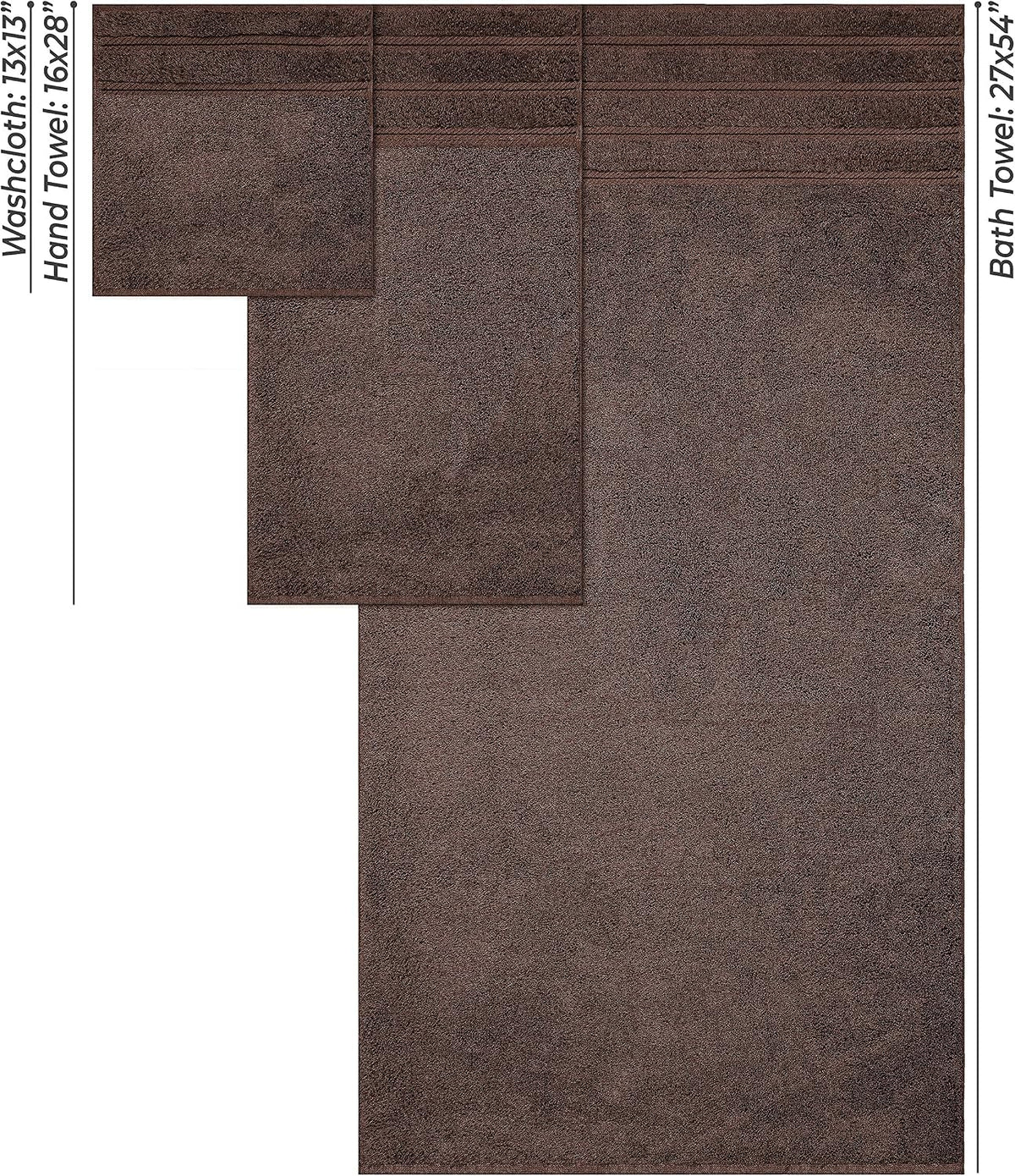 American Soft Linen 100% Carde Cotton 6 Piece Towel Set, 590 GSM Heavy Weight Soft Absorbent Turkish Towels for Bathroom, Dark Brown