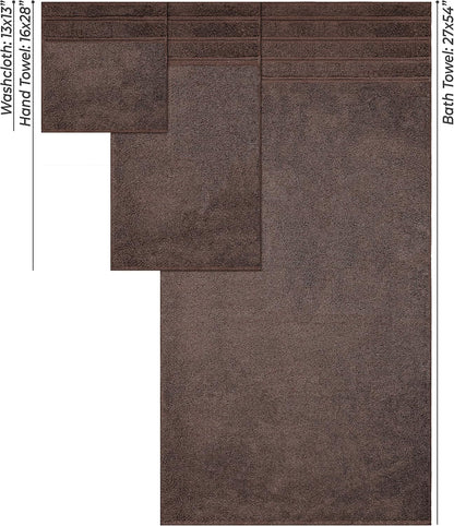 American Soft Linen 100% Carde Cotton 6 Piece Towel Set, 590 GSM Heavy Weight Soft Absorbent Turkish Towels for Bathroom, Dark Brown