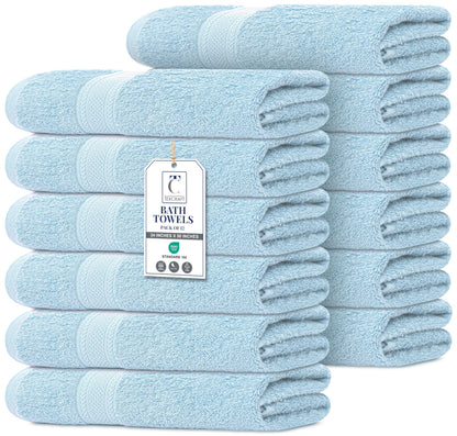 Large Bath Towels Set of 6 – 100% Cotton Terry – 24" x 50" – Quick Dry, Soft & Highly Absorbent – Grey Towels for Bathroom, Gym, Spa, Pool & Daily Use