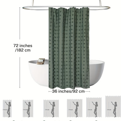 [Bohemian Polka Dot] Bohemian Chic Polka Dot Shower Curtain with White Hooks, Machine Washable Polyester Bathroom Decor
