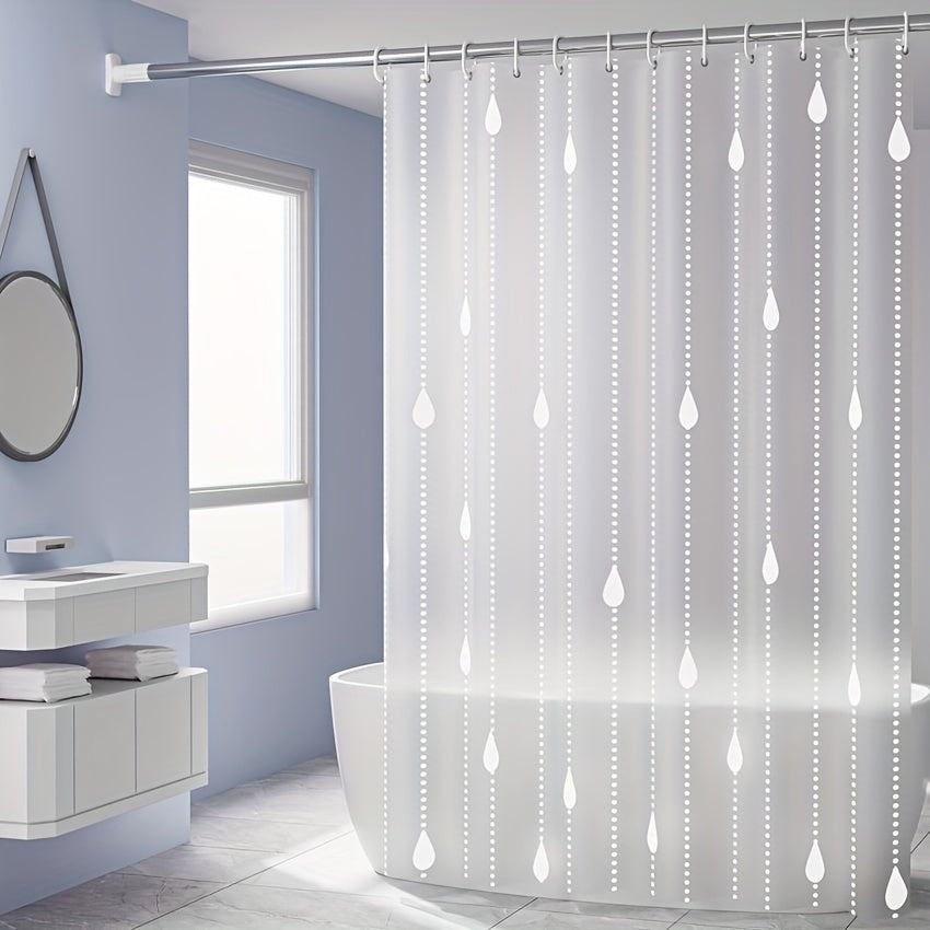 Bathroom 1pc Thick PEVA Shower Curtain Liner, Raindrop Stars Moon Romantic Pattern, Translucent Bathtub Bath Curtains, Bathing Cover Lining with Hooks