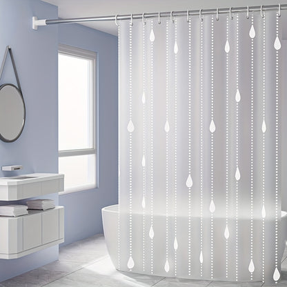 Bathroom 1pc Thick PEVA Shower Curtain Liner, Raindrop Stars Moon Romantic Pattern, Translucent Bathtub Bath Curtains, Bathing Cover Lining with Hooks