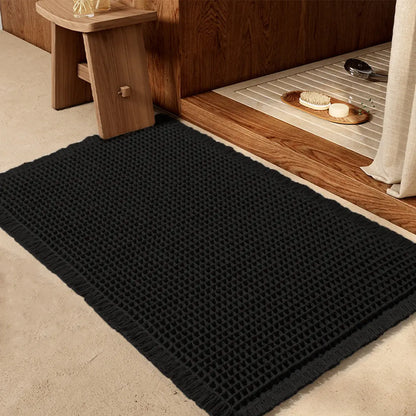 IM HOME Waffle Bath Mat Rugs 1/2/3 Piece, Boho Woven Modern Carpet, Absorbent Bathroom Rugs, Soft Washable Bath Rugs with Tassels for Bathroom, Bedroom, Kitchen, Shower, Tub,Halloween