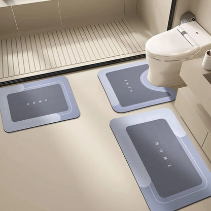 3PCS Multi-Size Modern Bathroom Rug Sets - Nonslip Diatomite-TRP Rectangle Anti-Slip Border Combo Set Bath Mats with Rubber Backing, Durable, Water-Absorbent, Quick-Dry for Indoor Bathroom Home Supplies