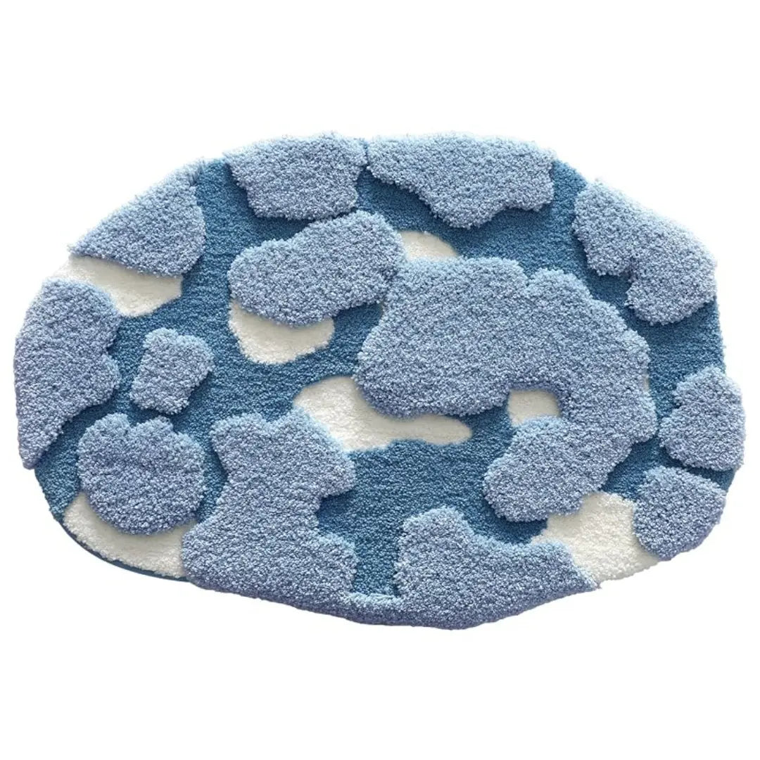 LUMI Large Ocean Blue Fluffy Bath Mat, Soft Non Slip Quick Dry Absorbent Washable Bathroom Rug, Floor Carpet for Shower, Bedroom, Kids Room 24"x43"