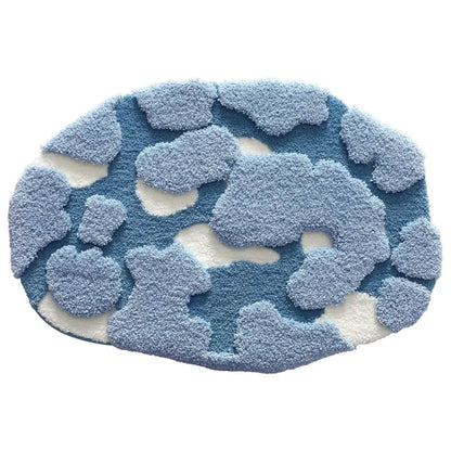 LUMI Large Ocean Blue Fluffy Bath Mat, Soft Non Slip Quick Dry Absorbent Washable Bathroom Rug, Floor Carpet for Shower, Bedroom, Kids Room 24"x43"