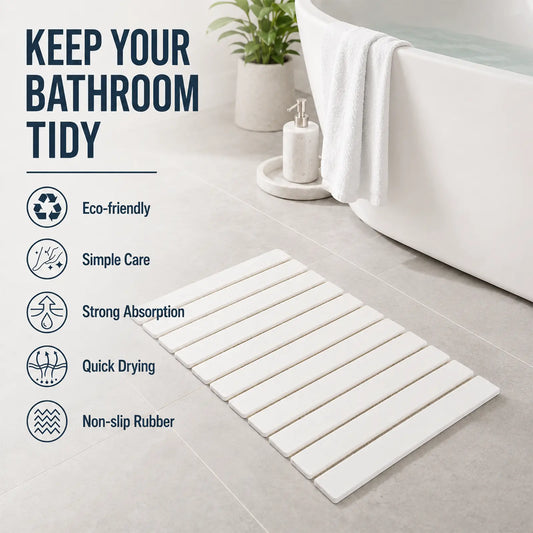 Large Diatomaceous Earth Stone Bath Mat - 24x16 in Shower Rugs for Bathroom, Water Absorbent Mat, Quick Dry, Heat Resistant, Durable, Eco-Friendly Bathroom Accessories, Box Pack