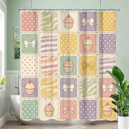 1pc Patchwork Shower Curtain with 16 Square Patches - Floral Plaid And Striped Designs, Durable Polyester Fabric, Machine Washable, 70.8X70.8 Inch Bathroom Decor with 12 Hooks, Shower Curtain for Bathrooms, Easy Maintenance, Home Decoration, Modern