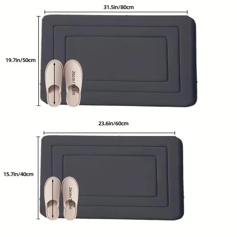 Memory foam bath mat, absorbent non-slip cushion rug, pvc bottom, kitchen sink, office carpet