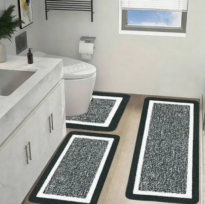 3 Piece Extra Large Bathroom Rugs Sets, Bathroom Shower Rugs With U Shaped Toilet Mat Absorbent Microfiber Plushes Non Slide Bath Rugs Sets Washable Rug