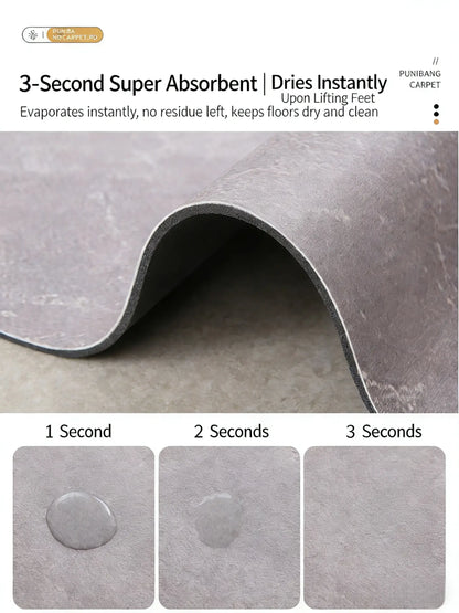 Bathroom 3-Piece Rectangle Set - 0.3in Thick Rubber Non-Slip, Soft Absorbent Quick-Dry Toilet Rug, Shower Floor Mat, Hotel Style for Bathroom Entrance, Kitchen Damp Areas