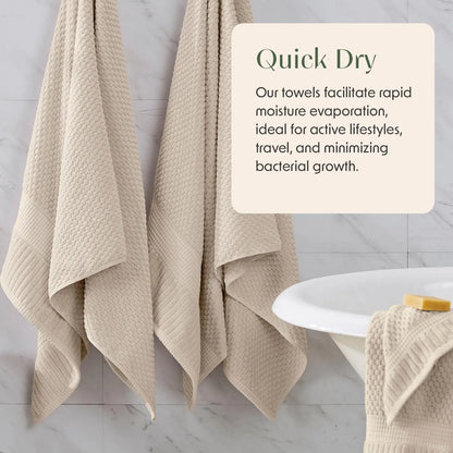 4 Pack 100% Cotton Bath Towels | Beige Towels | Oeko‑TEX Standard 100 | Soft & Absorbent, Quick‑Dry | Trinity Collection - Sand