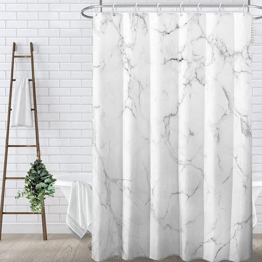 1pc Grey, Black, and White Marble Print Bath Curtain,, Artistic Style Bathroom Home Decor Shower Curtain with Hooks, Universal for All Seasons, Available in Multiple Sizes