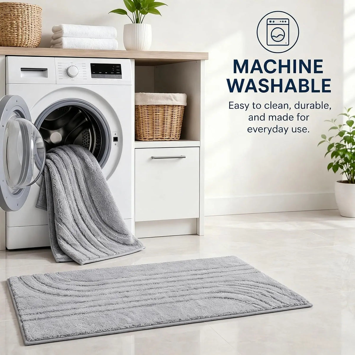 Bathroom Rug Set 3 count,Ultra Absorbent Quick Dry Bathroom Mats | Microfiber Bath Mat Shower Rug Runner Non Slip,Super Soft U Shaped Toilet Mats Floor Carpet,Grey