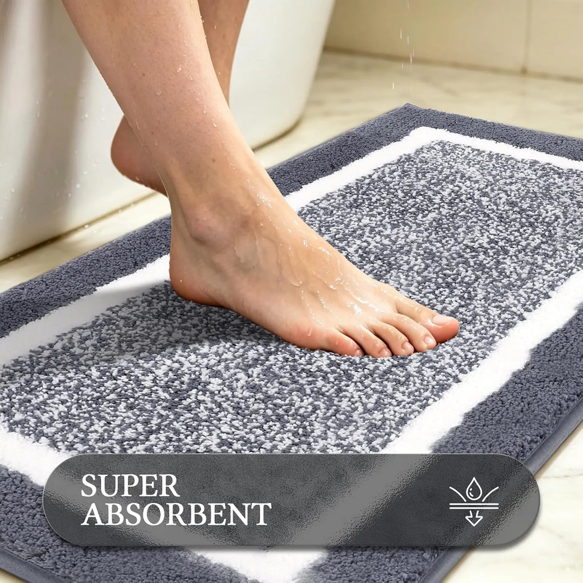 LOKHOM Bathroom Rug Sets, Non Slip, Absorbent Microfiber, Soft Farmhouse Bathroom Rug, Includes U-Shaped Toilet Mat, Shower, Machine Washable Home Goods Grey rug Cozy Bath Mat summerwins,back to school,dorm essentials,home decor,home essentials