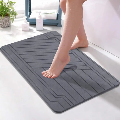 Diatomaceous Earth Mineral Bath Mat - Non-Slip Rectangle Modern Bath Tub Mat, Quick-Drying Super Absorbent Boxed Bathroom Accessory Home Essential