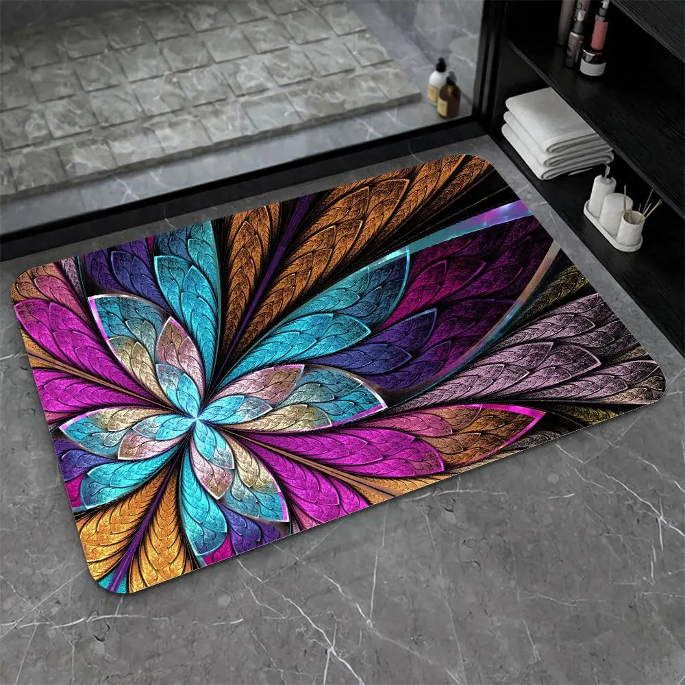 Diatomaceous Earth Bath Mat,Black Funny Skull Non-Slip Volume Super Absorbent Fast Drying for Bathroom Kitchen Door mat,Eco-Friendly Easy to Clean 16×24Inch (40 * 60cm)