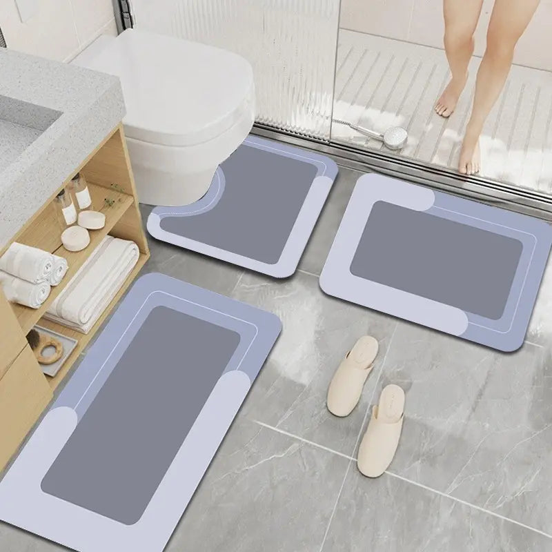 Housego Non-Slip Bathroom Mat Set of 3 Counts Water Absorbent Rug for Bathroom LivingRoom Kitchen Laundry Home Decor HygienicEnvironment Restroom Accessories Super Absorbent Non Stick Mat - Silicone - Rubber