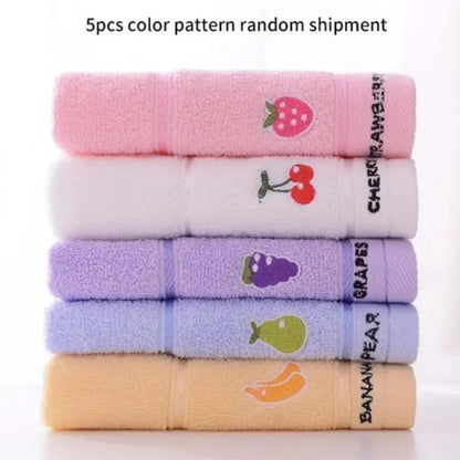 Cartoon Pattern Towel Set,  5 Counts/set  Soft Absorbent Bath Towel, Bathroom Accessories for Home Hotel Salon Dormitory, Super Absorbent Towel
