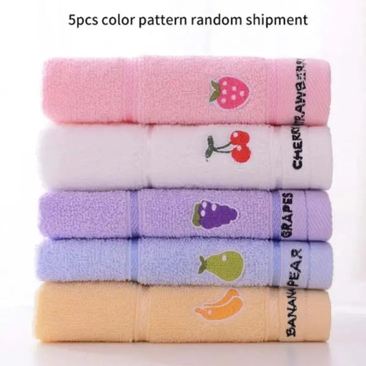 Cartoon Pattern Towel Set,  5 Counts/set  Soft Absorbent Bath Towel, Bathroom Accessories for Home Hotel Salon Dormitory, Super Absorbent Towel