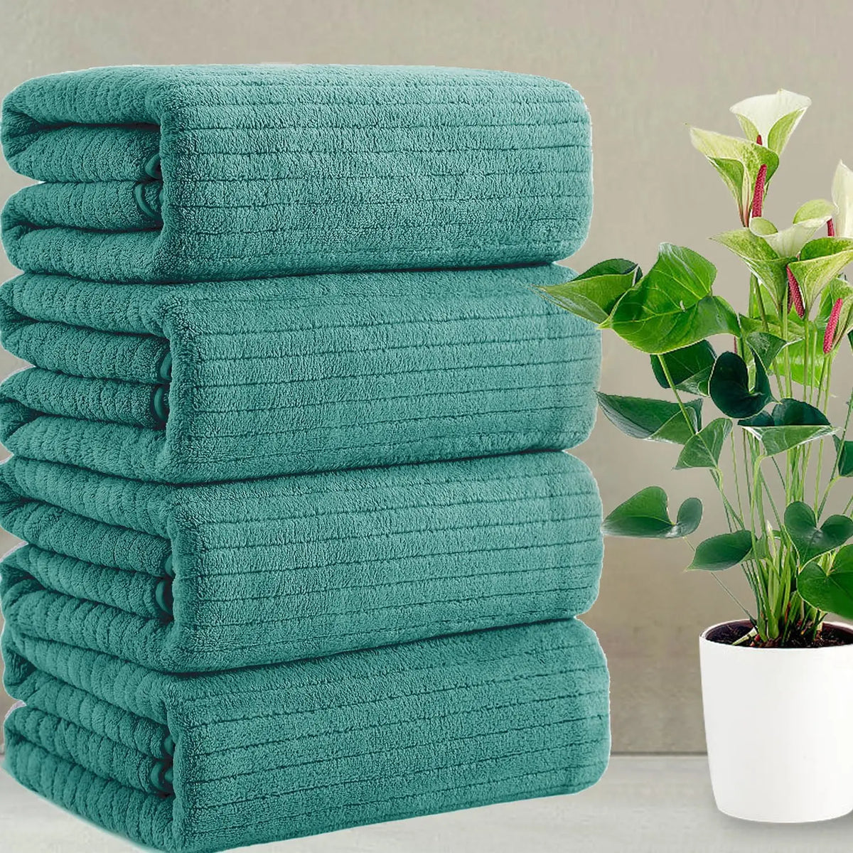 Bath Towel Set Pack of 4, 35.4"x 71" Microfiber Ultra Soft Highly Absorbent Bath Towel, Lightweight and Quick Drying Towels for Body, Sport, Yoga, SPA, Fitness, Grey
