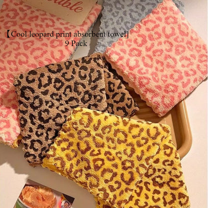 Retro Leopard Print Thickened Towel, Strong Absorbency And Quick-Dry, Soft Cleaning Cloth for Men And Women (Random Color)