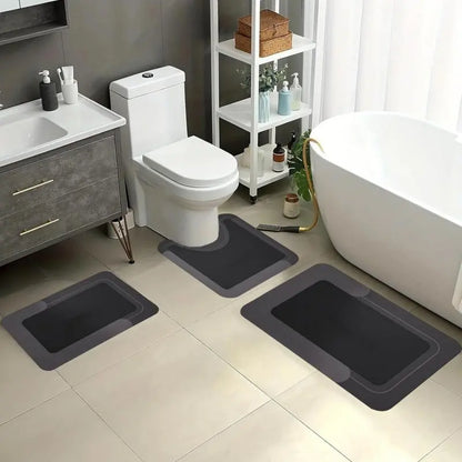 Housego Non-Slip Bathroom Mat Set of 3 Counts Water Absorbent Rug for Bathroom LivingRoom Kitchen Laundry Home Decor HygienicEnvironment Restroom Accessories Super Absorbent Non Stick Mat - Silicone - Rubber