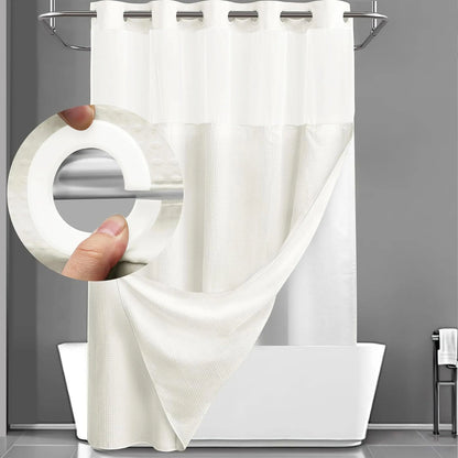 Waffle Texture Modern Waterproof Shower Curtain, Decorative Bathroom Accessory for Hotel, Salon & Dormitory Decor #GLOBAL PICKS