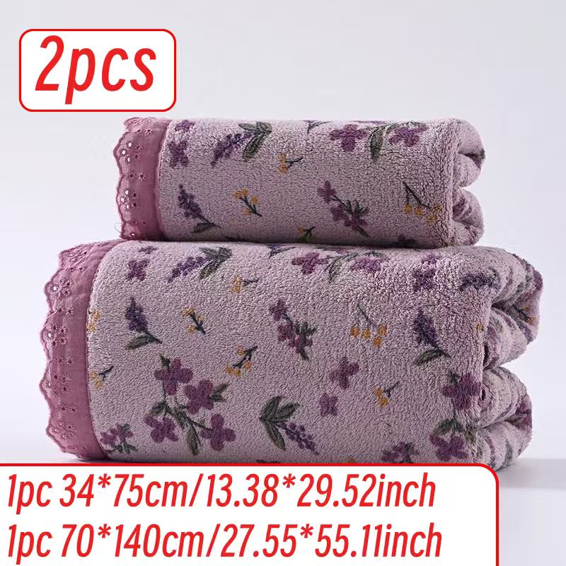 2pcs/4pcs Set, Modern Easy Small Floral Towel And Bath Towel Set Ultra-Soft Ultra-Large Bath Towel Quick-Drying Towel And Bath Towel Non-Shedding High-Absorbent Ultra-Soft Lightweight Style High-Quality Durable Bathroom Additions New Year Style Towe