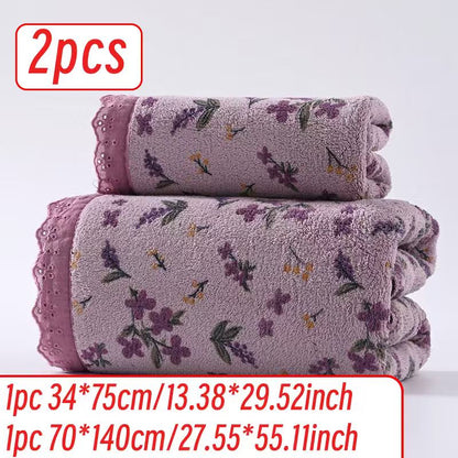 2pcs/4pcs Set, Modern Easy Small Floral Towel And Bath Towel Set Ultra-Soft Ultra-Large Bath Towel Quick-Drying Towel And Bath Towel Non-Shedding High-Absorbent Ultra-Soft Lightweight Style High-Quality Durable Bathroom Additions New Year Style Towe