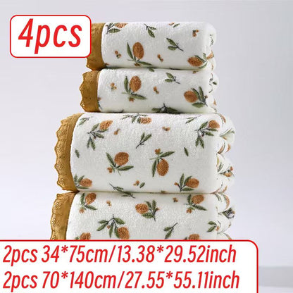 2pcs/4pcs Set, Modern Easy Small Floral Towel And Bath Towel Set Ultra-Soft Ultra-Large Bath Towel Quick-Drying Towel And Bath Towel Non-Shedding High-Absorbent Ultra-Soft Lightweight Style High-Quality Durable Bathroom Additions New Year Style Towe