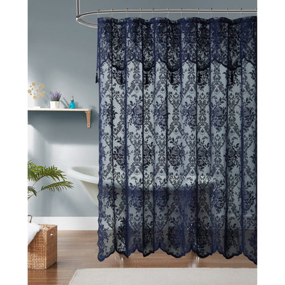 WARM HOME DESIGNS Luxury Lace Shower Curtain with Attached Valance & Tassels in Many Colors and Sizes