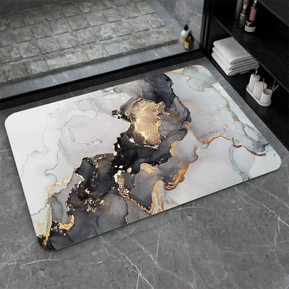 Diatomaceous Earth Bath Mat,Black Funny Skull Non-Slip Volume Super Absorbent Fast Drying for Bathroom Kitchen Door mat,Eco-Friendly Easy to Clean 16×24Inch (40 * 60cm)