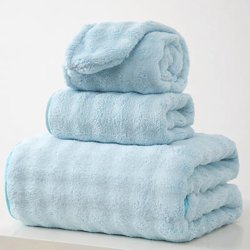 Towel set (face towel + bath towel + beach towel), 3-piece pink bath towel set, soft and skin-friendly, quick-drying with strong water absorption, for women’s daily post-bath body drying, bathroom essentials, a must-have for the home—sharing life’s little