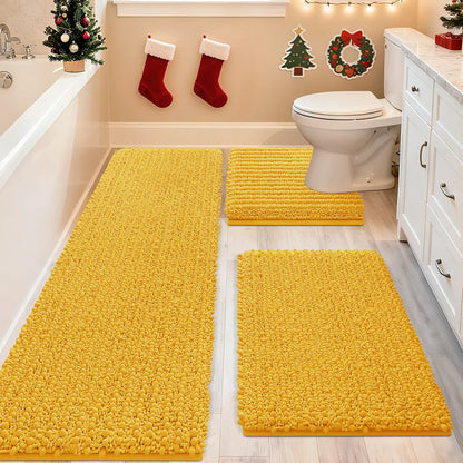 ACCUMTEK Upgrade Extra Large Bathroom Rug Set Ultra Soft, Thick Absorbent Bath Mats, Non Slip Chenille Toilet Mat for Bathroom, Bedroom, Kitchen