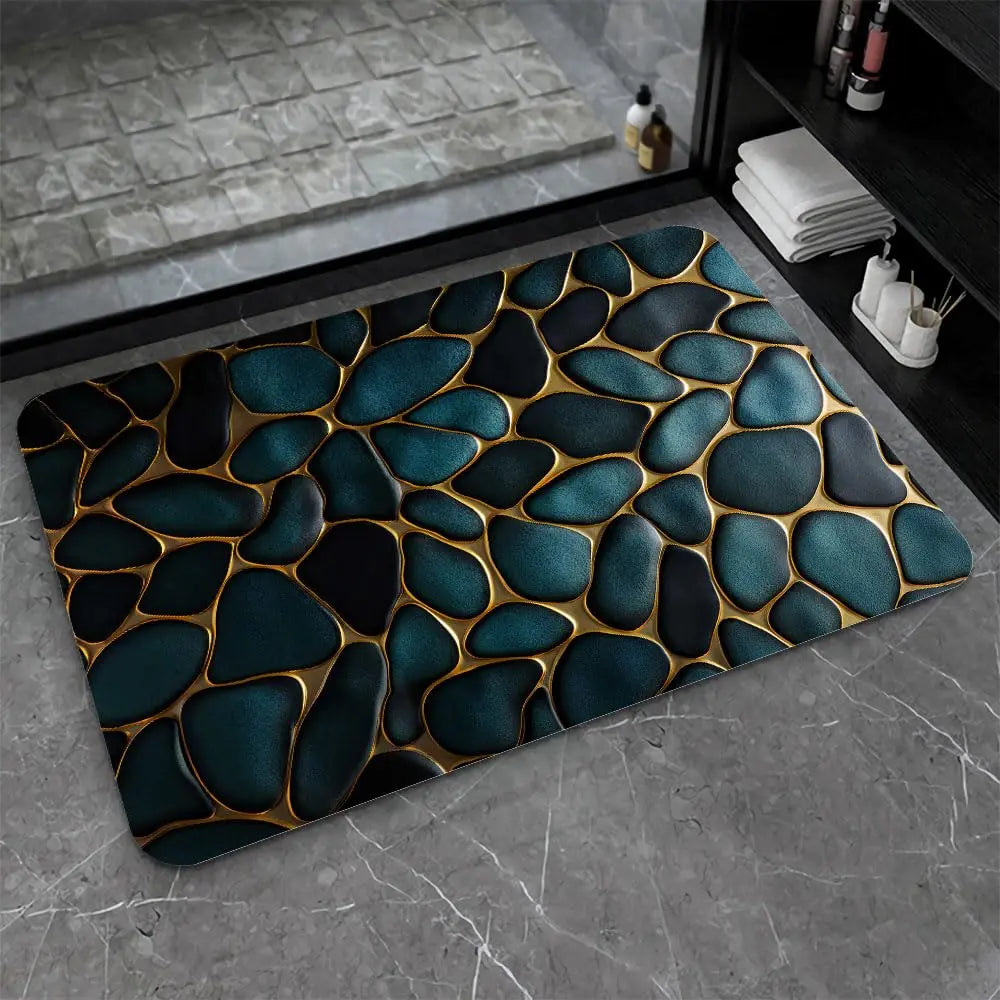 Diatomaceous Earth Bath Mat,Black Funny Skull Non-Slip Volume Super Absorbent Fast Drying for Bathroom Kitchen Door mat,Eco-Friendly Easy to Clean 16×24Inch (40 * 60cm)