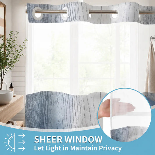 No Hook Bead-off Waterproof Fabric Shower Curtain - Decorative Double-Layer Daisy Print Rustic Farmhouse Artistic Bath Accessory, 72x75in Easy-Install Home Decor for Hotel/Dorm (Bath Curtains Shower)