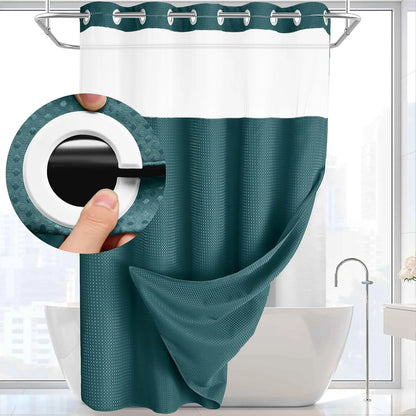 Waffle Texture Modern Waterproof Shower Curtain, Decorative Bathroom Accessory for Hotel, Salon & Dormitory Decor #GLOBAL PICKS