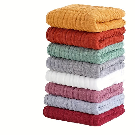 4pcs Set Of Ultra Soft And Breathable Cotton Towels - Lightweight, Quick Drying Textured Towels, Six Layer Gauze, Suitable for Bathing, Facial, Gym And Spa - Multiple Colors - Ideal Choice for Family And Travel